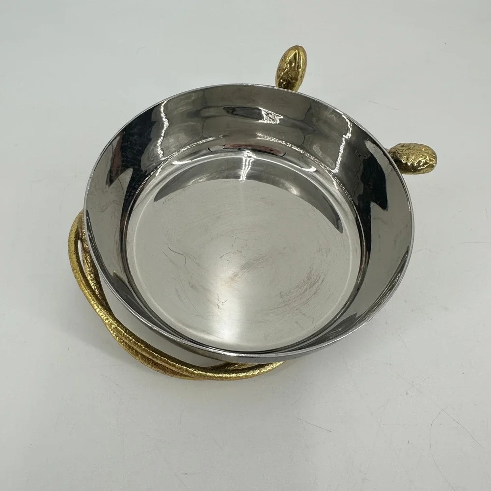Michael Aram Serpent Metal Trinket Tray Gold Snake Stainless Steel Catchall Bowl